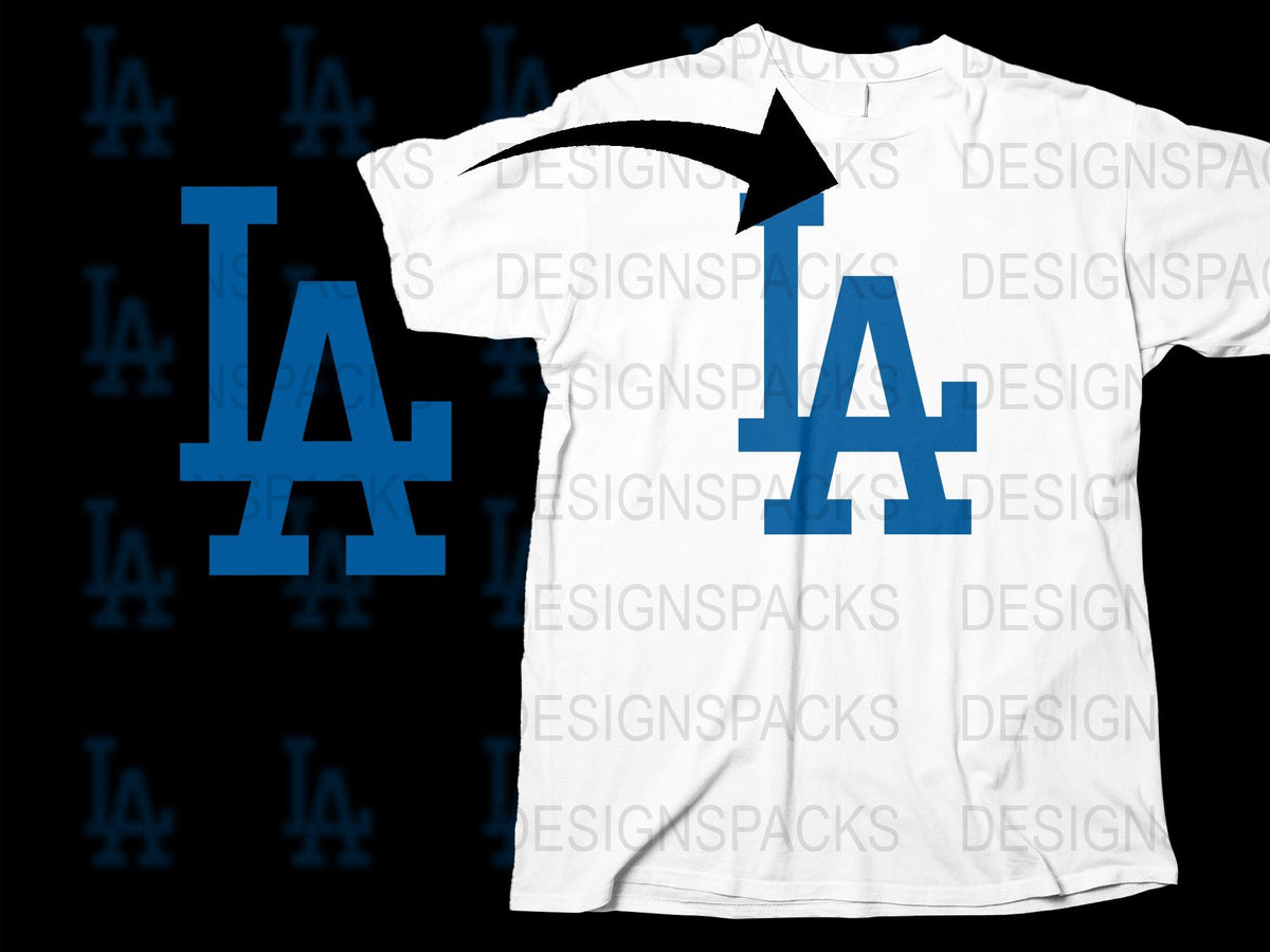 LA Logo T-Shirt, Graphic Sports Tee, White and Blue Casual Shirt, Unisex Fashion Top