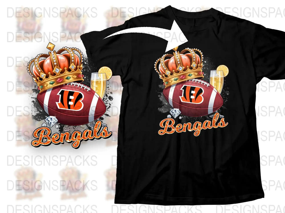 Cincinnati Bengals T-Shirt, Football Crown Design, Graphic Sports Tee, Fan Apparel, Unisex Black Shirt