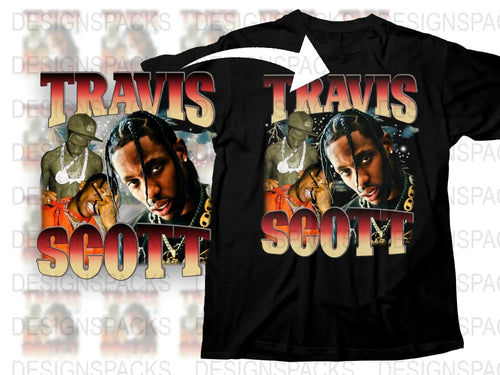 Travis Scott Inspired Graphic T-Shirt, Hip Hop Tee, Music Fan Merchandise, Black Cotton Shirt
