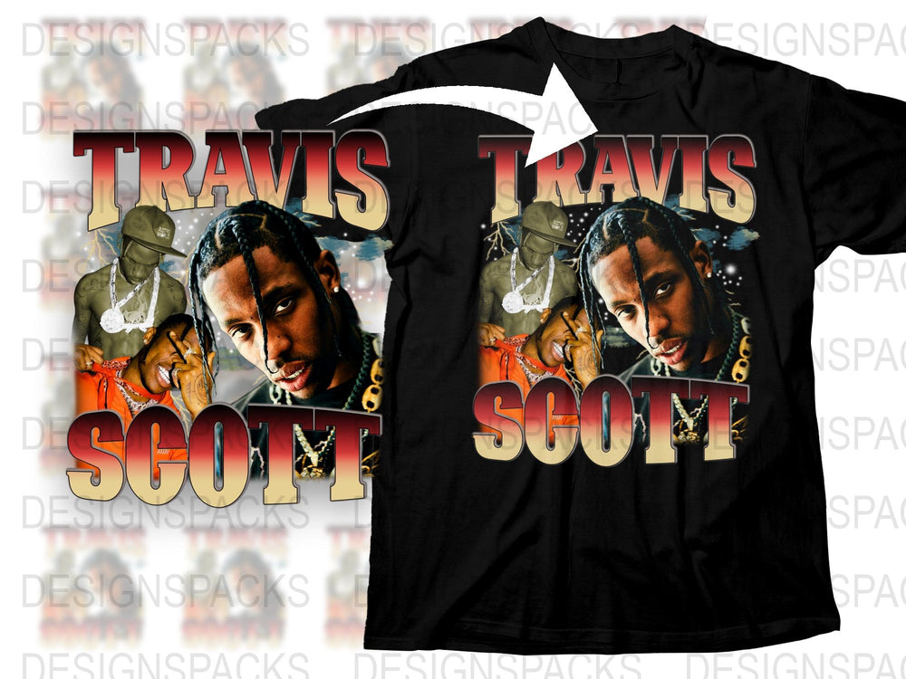 Travis Scott Inspired Graphic T-Shirt, Hip Hop Tee, Music Fan Merchandise, Black Cotton Shirt