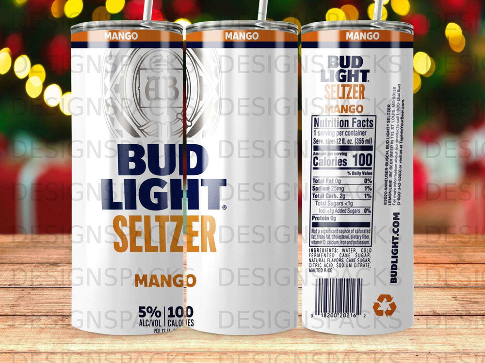 Bud Light Seltzer Mango can with nutrition facts and ingredients.
