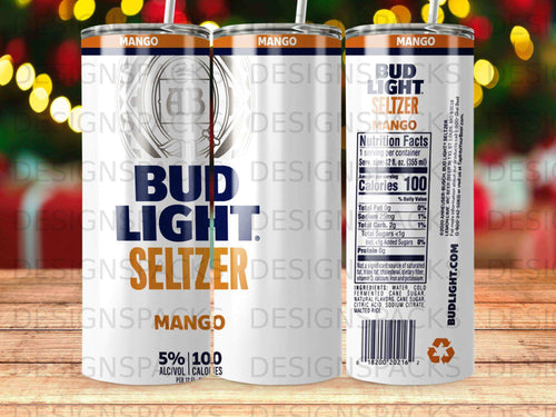 Bud Light Seltzer Mango can with nutrition facts and ingredients.