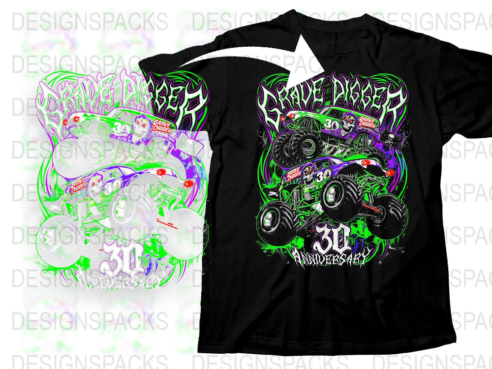 Bold Graphic Monster Truck T-Shirt, Bright Colors, 3D Effect Design, Youth and Adult Sizes Available