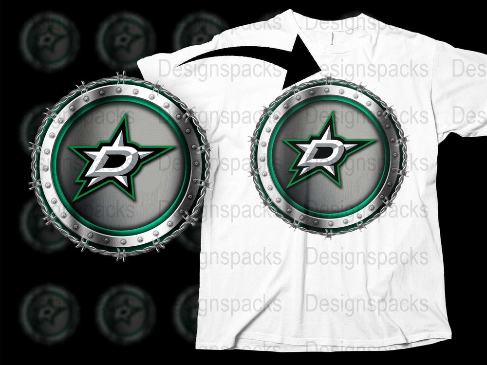 Dallas Stars Inspired T-Shirt, Green Logo Sports Fan Gear, Casual Unisex Apparel