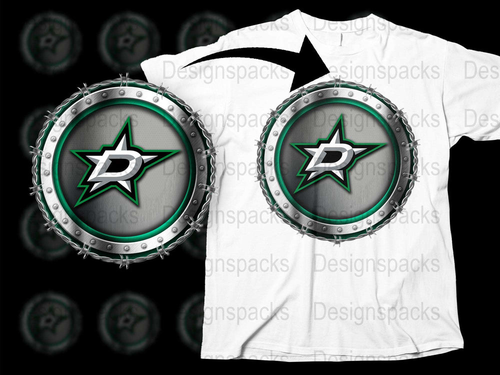 Dallas Stars Inspired T-Shirt, Green Logo Sports Fan Gear, Casual Unisex Apparel
