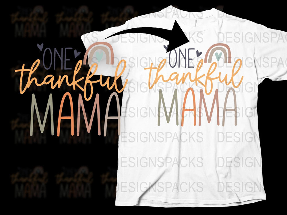 Thankful Mama T-Shirt, Graphic Tee for Moms, Thanksgiving Holiday Shirt, Casual Fall Fashion Top