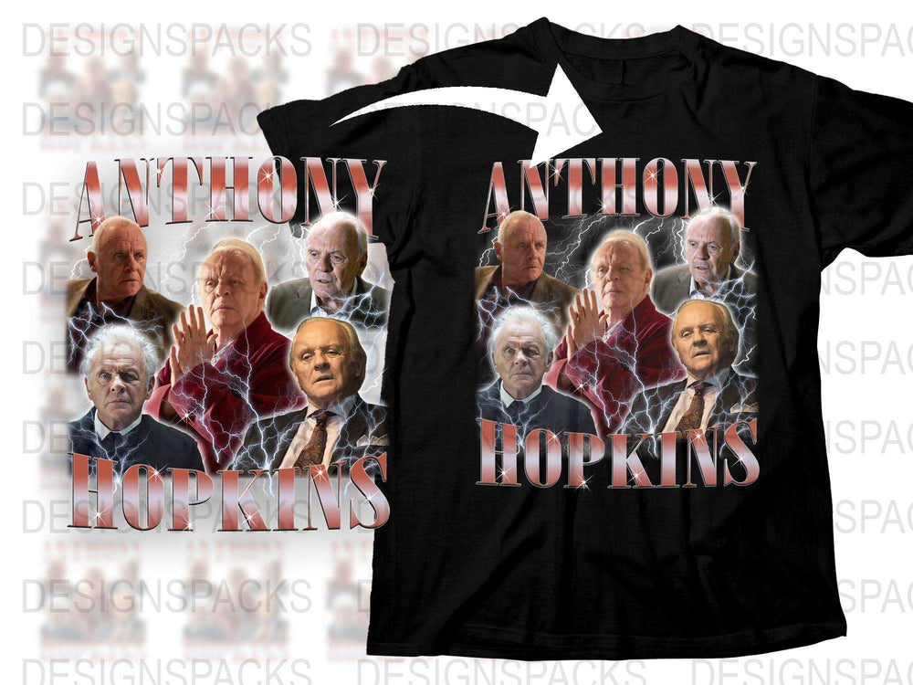 Anthony Hopkins Tribute T-Shirt, Iconic Actor Graphic Tee, Multiple Portraits, Fan Memorabilia, Unique Gift Idea