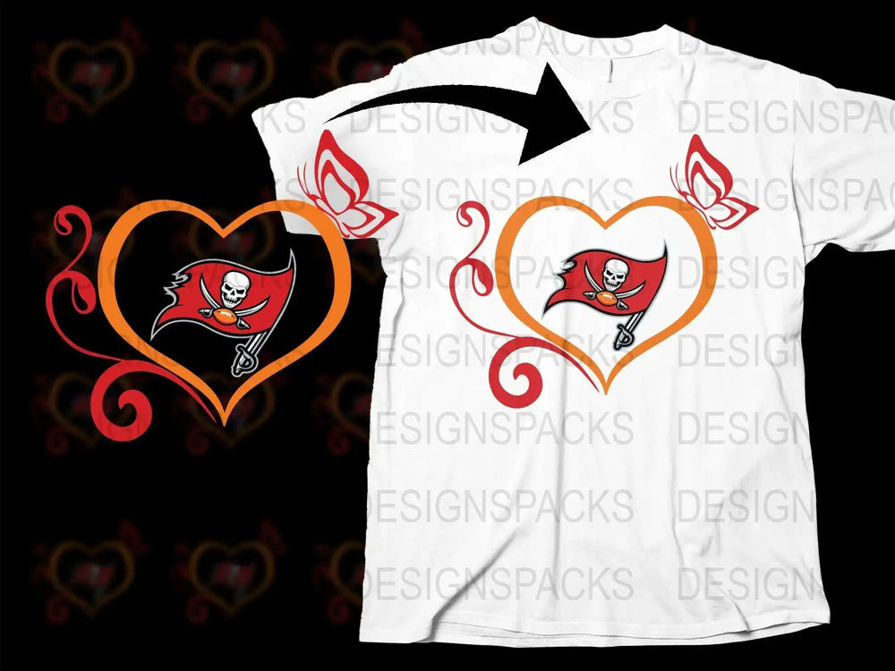 White Graphic T-Shirt with Red Heart and Pirate Skull Design, Casual Streetwear Cotton Tee