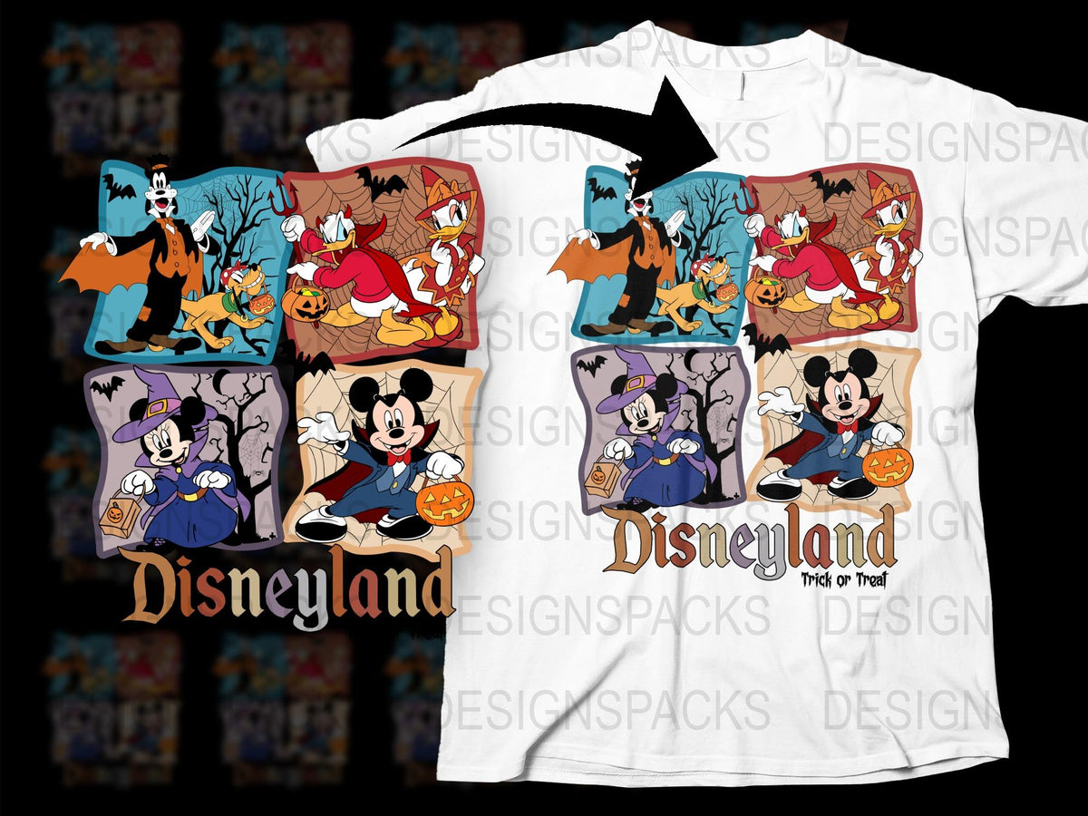 Disneyland Halloween T-Shirt, Mickey and Minnie Trick or Treat, Cute Fall Graphic Tee, Casual Theme Park Outfit