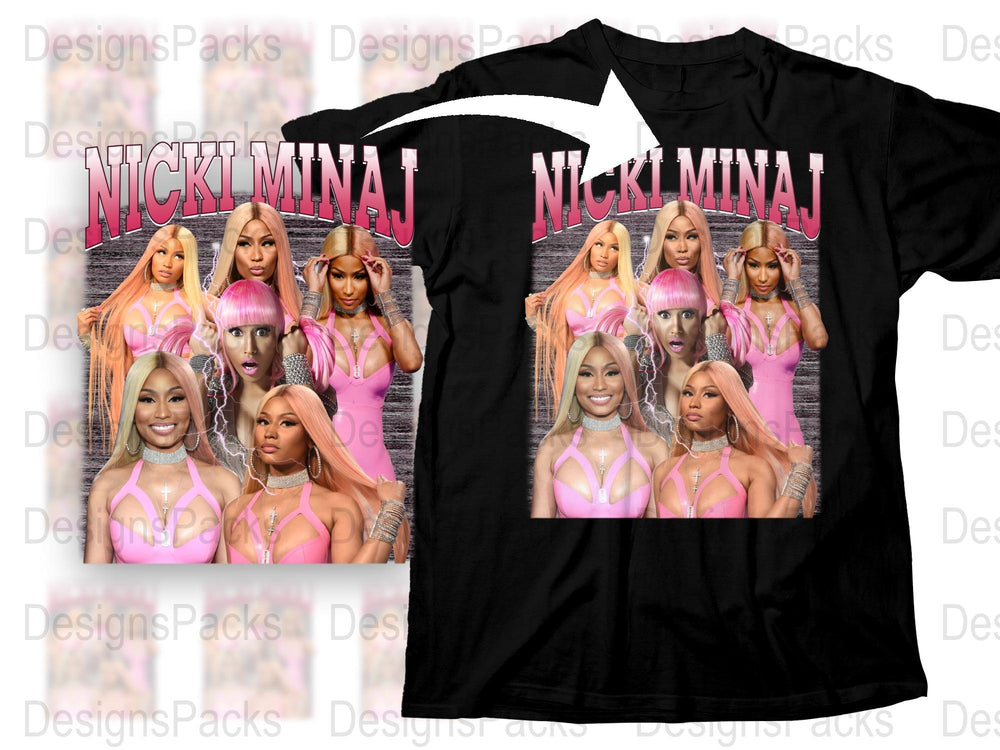 Nicki Minaj Graphic T-Shirt, Pink Themed Fan Merch, Multiple Poses Cotton Tee, Hip Hop Music Apparel, Gift Idea