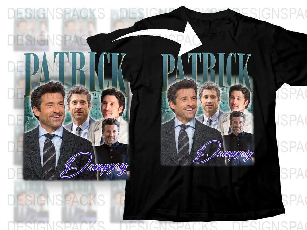 Patrick Dempsey Graphic T-Shirt, Celebrity Photo Collage Shirt, Fan Merchandise, Unisex Fashion Tee