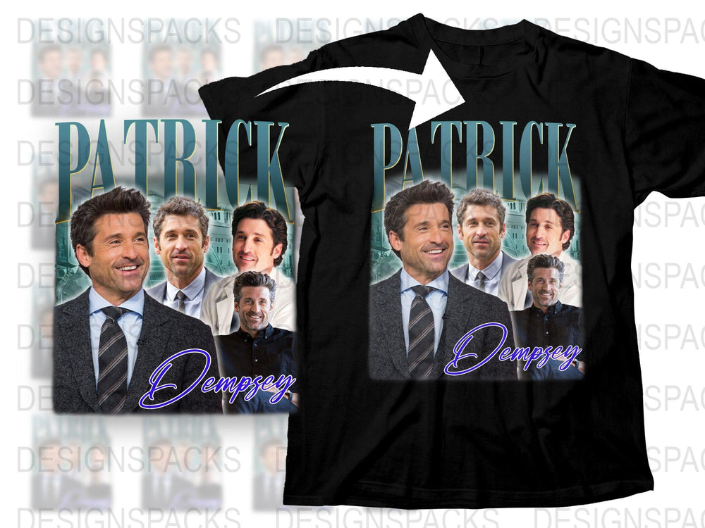 Patrick Dempsey Graphic T-Shirt, Celebrity Photo Collage Shirt, Fan Merchandise, Unisex Fashion Tee