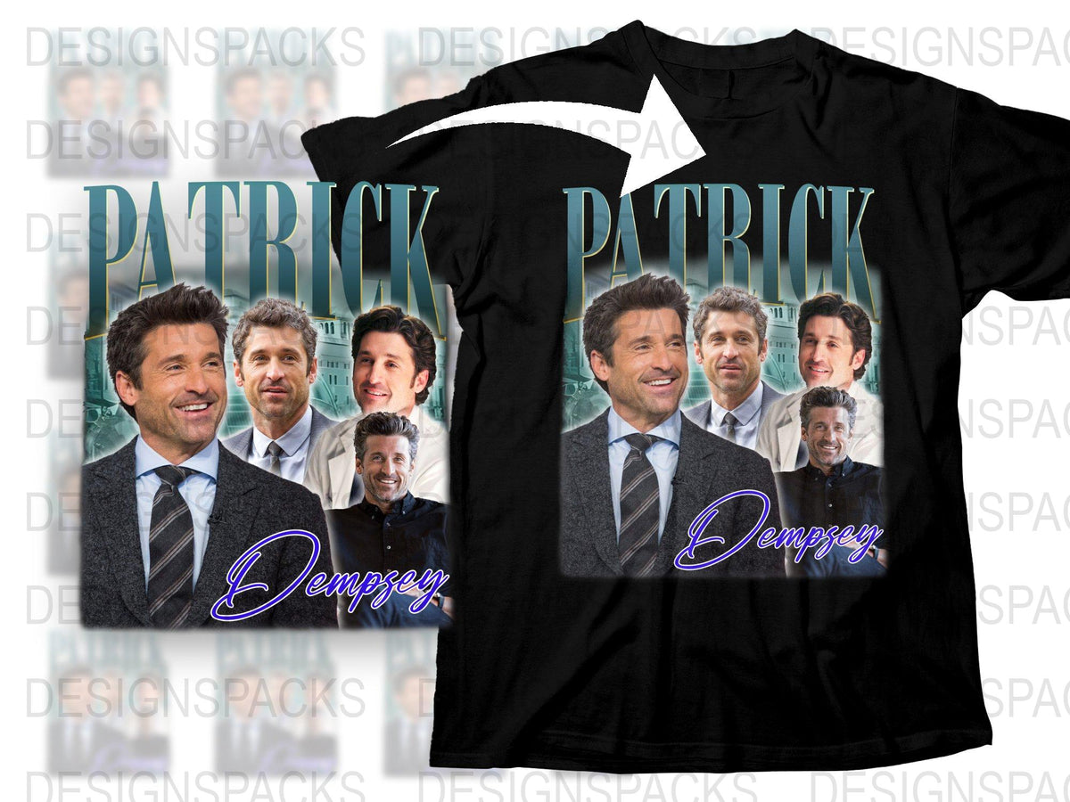 Patrick Dempsey Graphic T-Shirt, Celebrity Photo Collage Shirt, Fan Merchandise, Unisex Fashion Tee