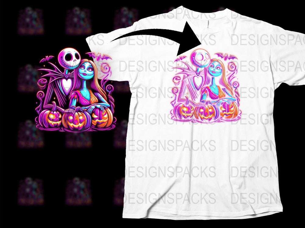 Halloween T-Shirt Skeleton Girl Pumpkin Graphic Colorful Unisex Tee Top Unique Festive Apparel