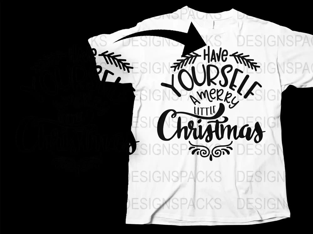 Festive Christmas T-Shirt, 'Have Yourself a Merry Little Christmas' Holiday Tee, White Unisex Apparel