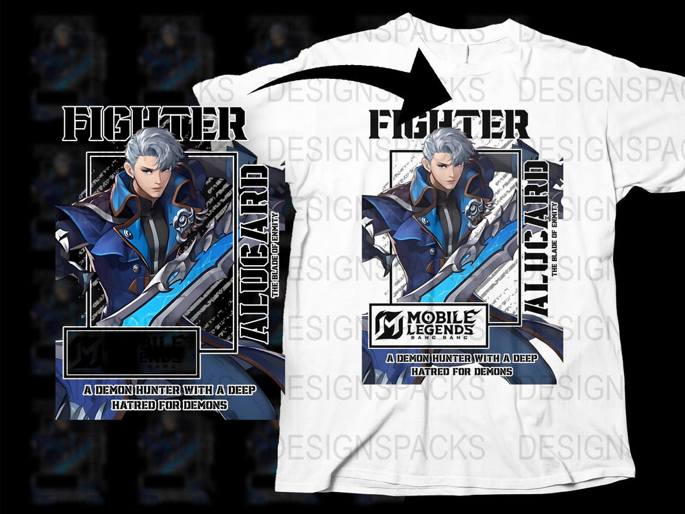 Mobile Legends Alucard T-Shirt, Fighter Demon Hunter Graphic Tee, Anime Inspired Gaming Apparel