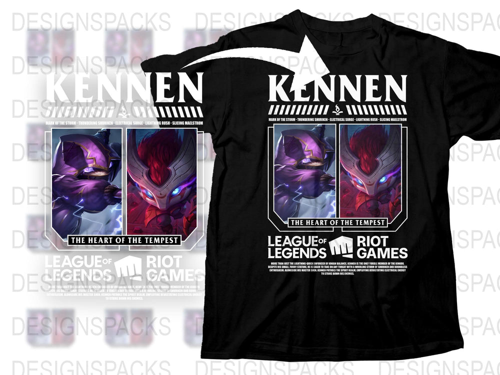 League of Legends Kennen T-Shirt, Graphic Tee, Heart of the Tempest, Riot Games Merchandise