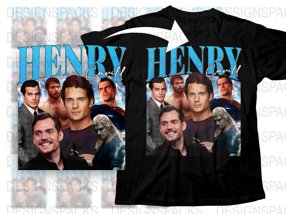 Henry Cavill Fan T-Shirt, Movie Actor Collage Graphic Tee, Unisex Cotton Top