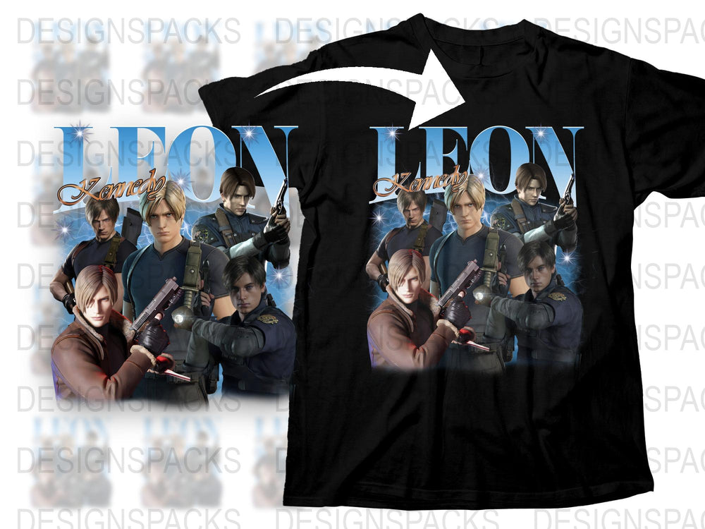Resident Evil Leon Kennedy Graphic T-Shirt, Video Game Character Tee, Fan Art Shirt, Casual Wear, Gaming Apparel, Gift for Gamers