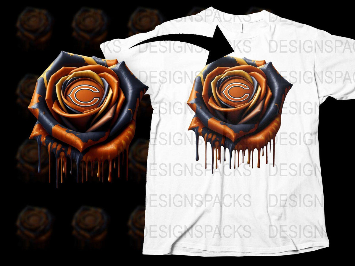 Unique Dripping Rose Graphic T-Shirt, Orange and Black Floral Design, Stylish Unisex Tee, Casual Wear