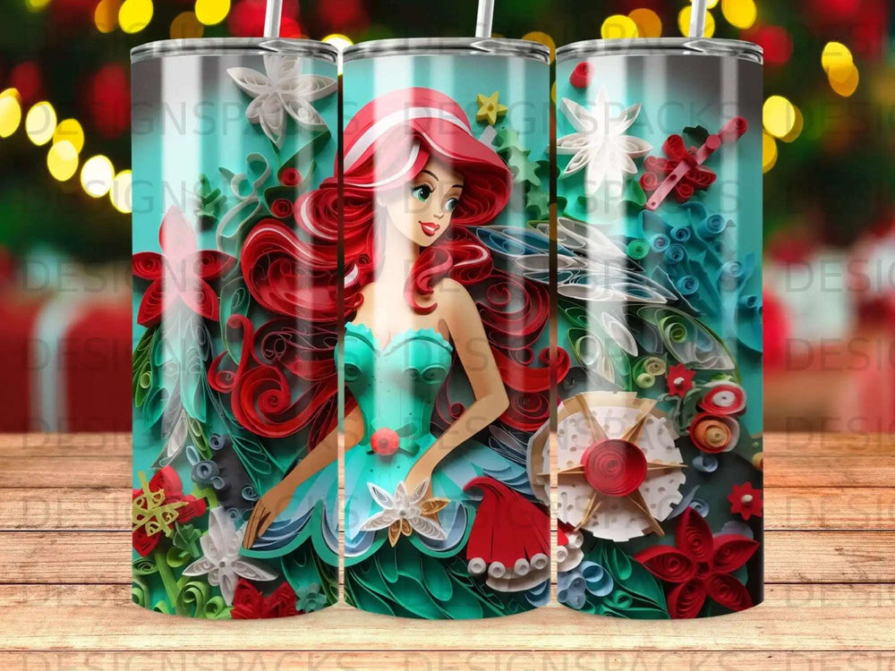 Ariel from The Little Mermaid with intricate quilled paper art.