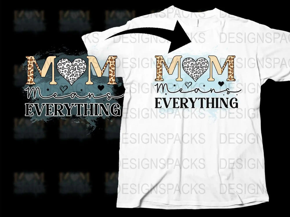 Mom Everything T-Shirt, Heart Graphic Tee, Mother's Day Gift, White and Black Top