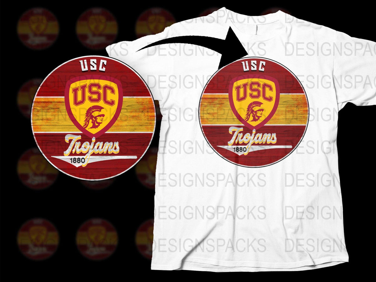 USC Trojans T-Shirt, Vintage Logo, College Football Apparel, Sports Fan Gift, 1880 Graphic Tee, Red and Yellow Design