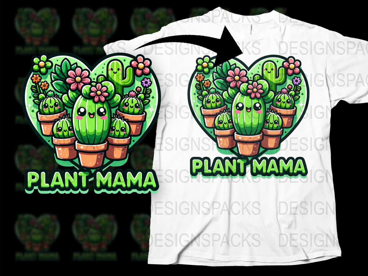 Plant Mama T-Shirt, Cute Cactus Graphic Tee, Floral Succulent Design Shirt, Botanical Gift for Gardeners