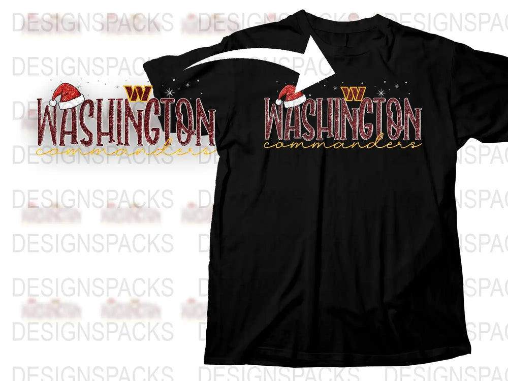 Washington Commanders Graphic T-Shirt, Vintage Sports Team Fan Apparel, Unisex Black Tee with Logo