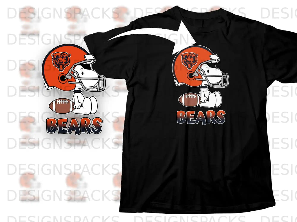 Snoopy Football Bears Helmet Character Graphic Black product type