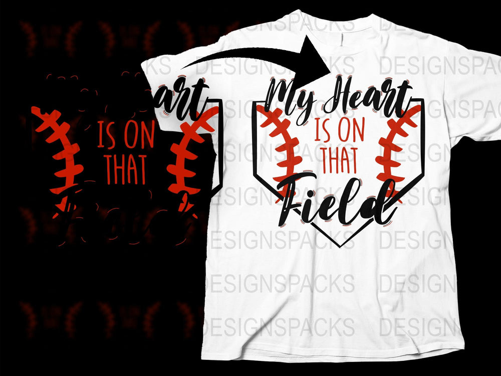 Baseball Heart T-Shirt, Sports Fan Tee, Graphic Baseball Apparel, My Heart is on That Field Shirt