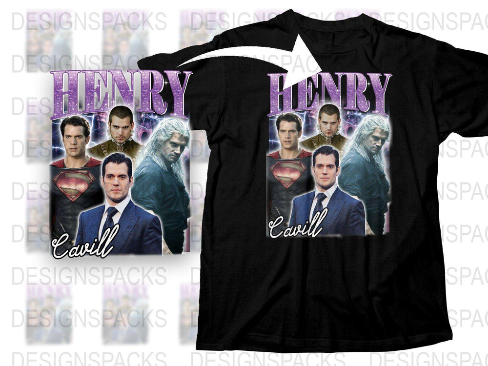 Henry Cavill Superman T-Shirt, Movie Actor Graphic Tee, Fan Art Merchandise, Men's Black Shirt