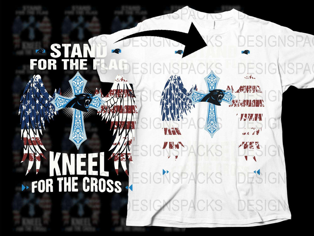 Patriotic Eagle T-Shirt American Flag Stand for the Flag Kneel for the Cross Tee