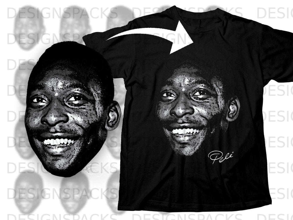 Pelé Autographed Graphic T-Shirt Black Color Apparel