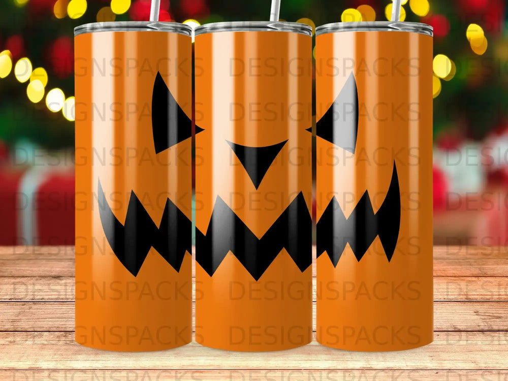 Orange Pumpkin Face Tumbler Design Halloween product type