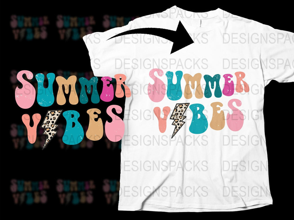 Colorful Summer Vibes T-Shirt, Ice Cream Graphic Tee, Trendy Beach Casual Wear