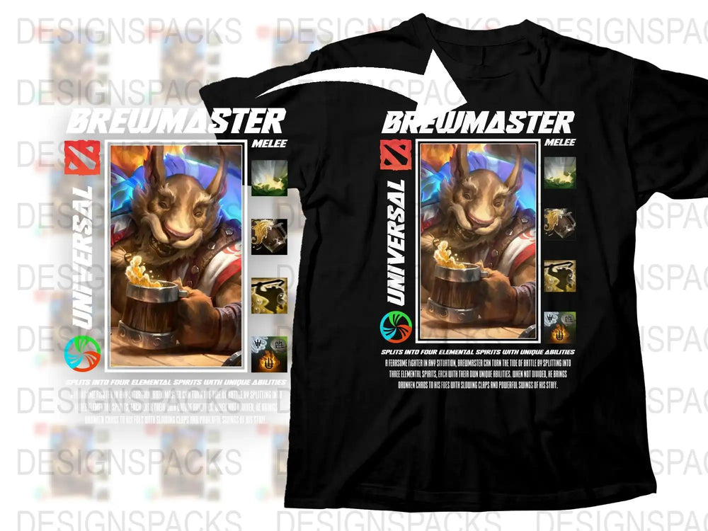 Brewmaster Melee T-Shirt, Fantasy Gaming Beer Lover Tee, Unique Graphic Design, Gamer Apparel Gift