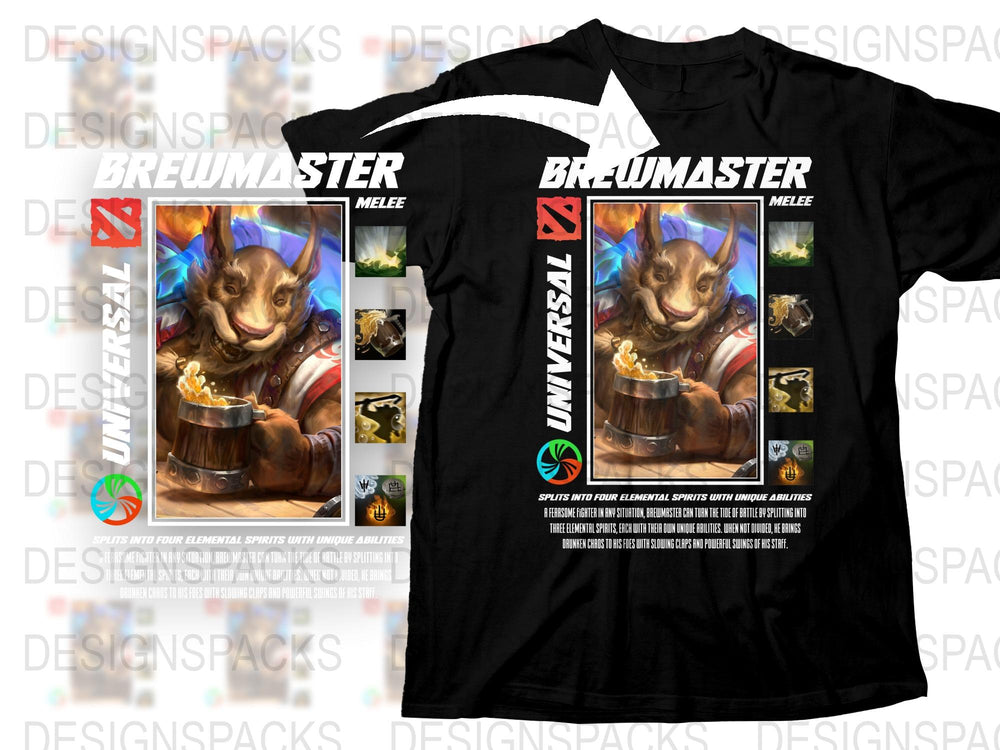 Brewmaster Melee T-Shirt, Fantasy Gaming Beer Lover Tee, Unique Graphic Design, Gamer Apparel Gift