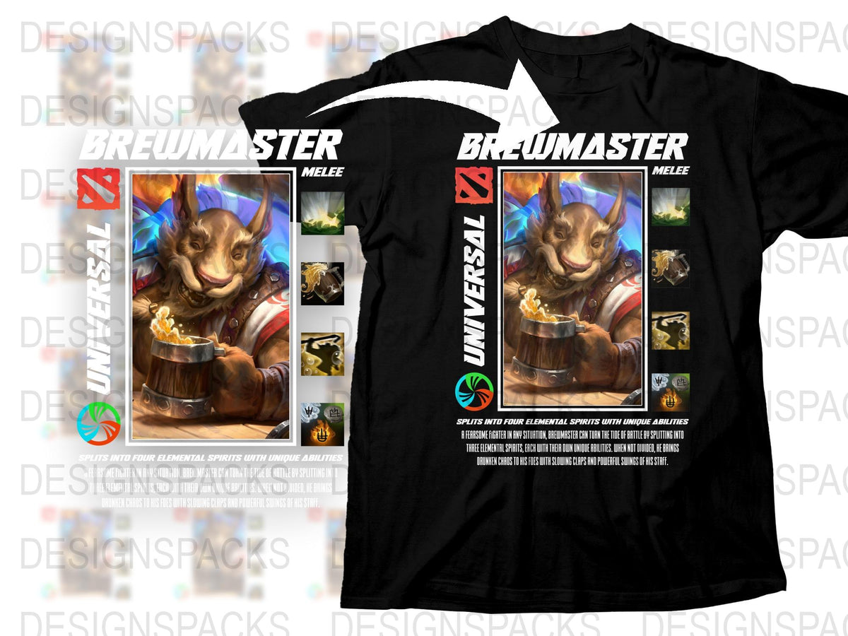 Brewmaster Melee T-Shirt, Fantasy Gaming Beer Lover Tee, Unique Graphic Design, Gamer Apparel Gift