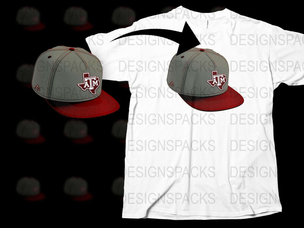 Texas AandM Cap and T-Shirt Set, College Football Apparel, Maroon Logo Gear, Sports Fan Gift