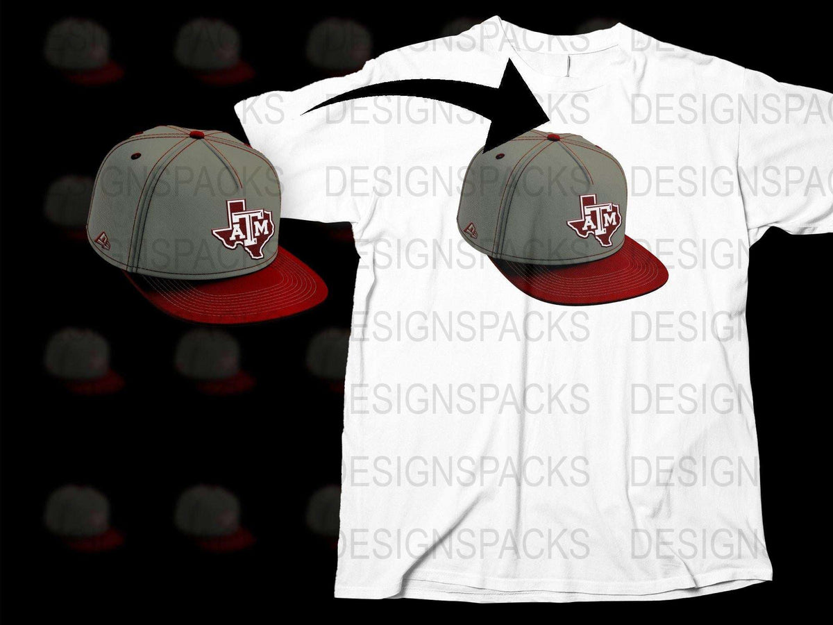 Texas AandM Cap and T-Shirt Set, College Football Apparel, Maroon Logo Gear, Sports Fan Gift