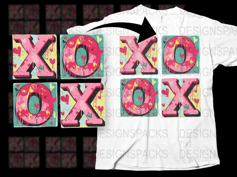 Colorful XO Hugs and Kisses T-Shirt Design, Love Hearts, Graphic Tee, Valentine's Day Gift, Unisex Fashion