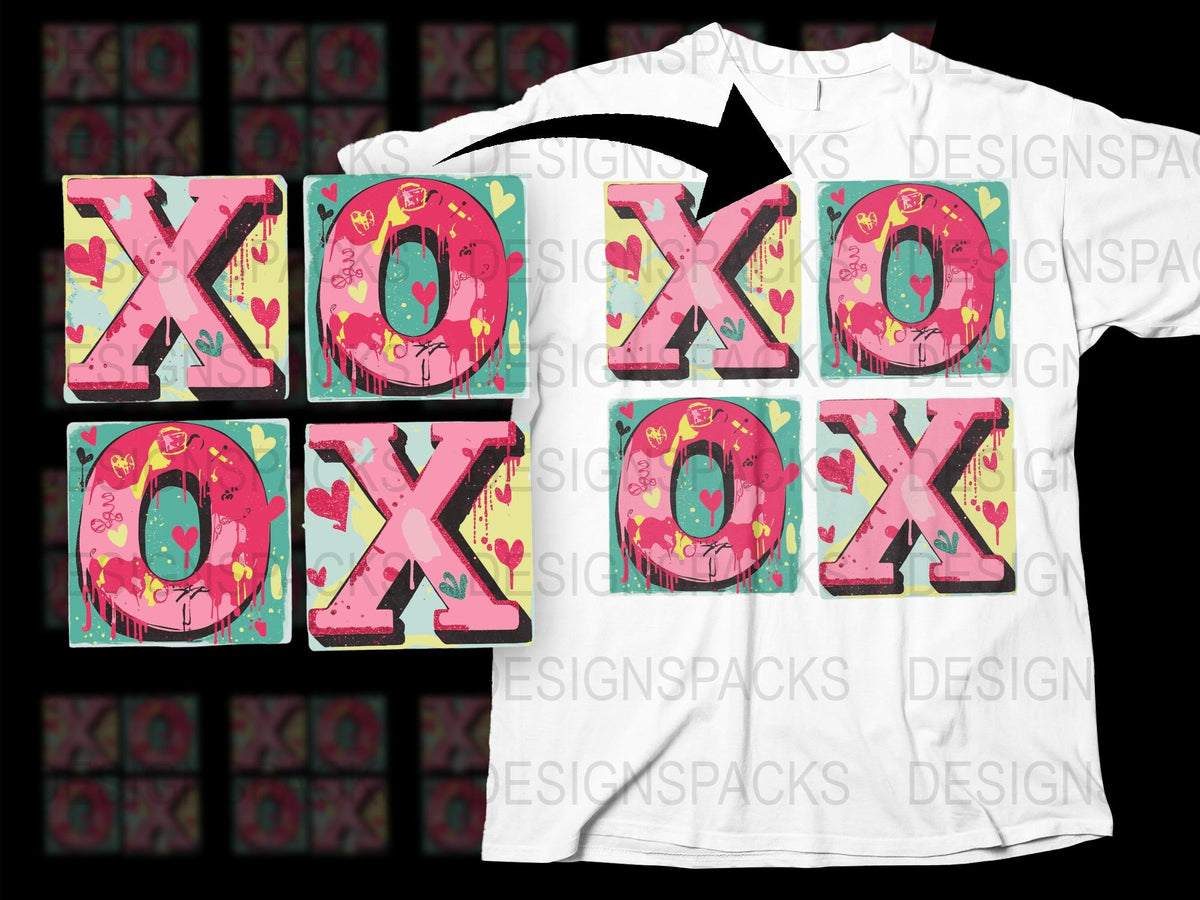 Colorful XO Hugs and Kisses T-Shirt Design, Love Hearts, Graphic Tee, Valentine's Day Gift, Unisex Fashion