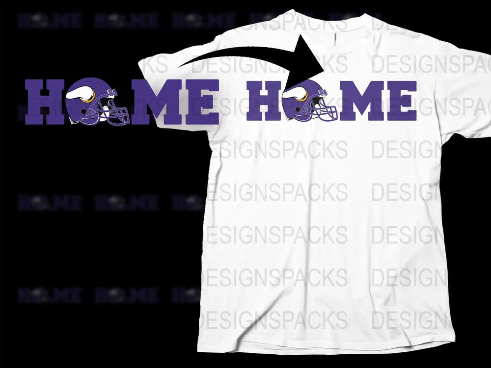 Men's Sports T-shirt, Football Helmet Graphic, Home Text, Casual White Tee, Athletic Apparel, Fan Gear