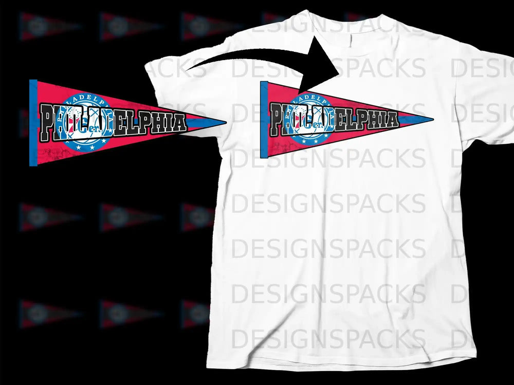 Philadelphia Basketball Pennant Graphic Tee Shirt