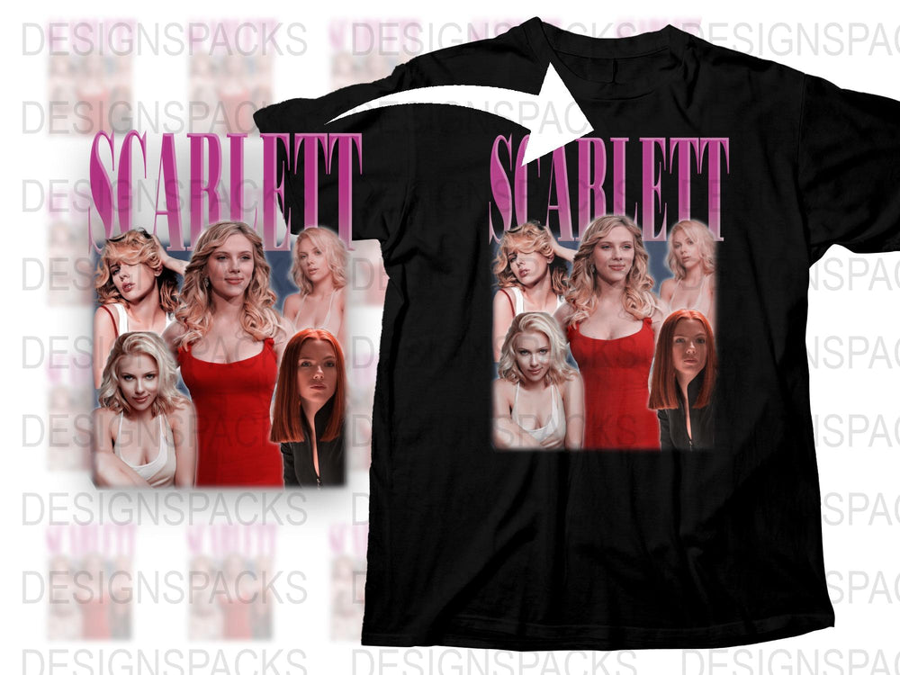 Scarlett Johansson Inspired Graphic T-Shirt, Celebrity Photo Collage, Fashion Tee for Fans