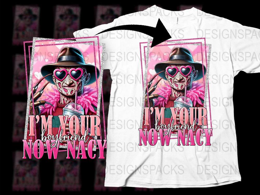 Funky Skull Graphic T-Shirt, I'm Your Boyfriend Now Nancy, Cool Urban Tee, Unique Horror Movie Inspired Shirt for Men and Women