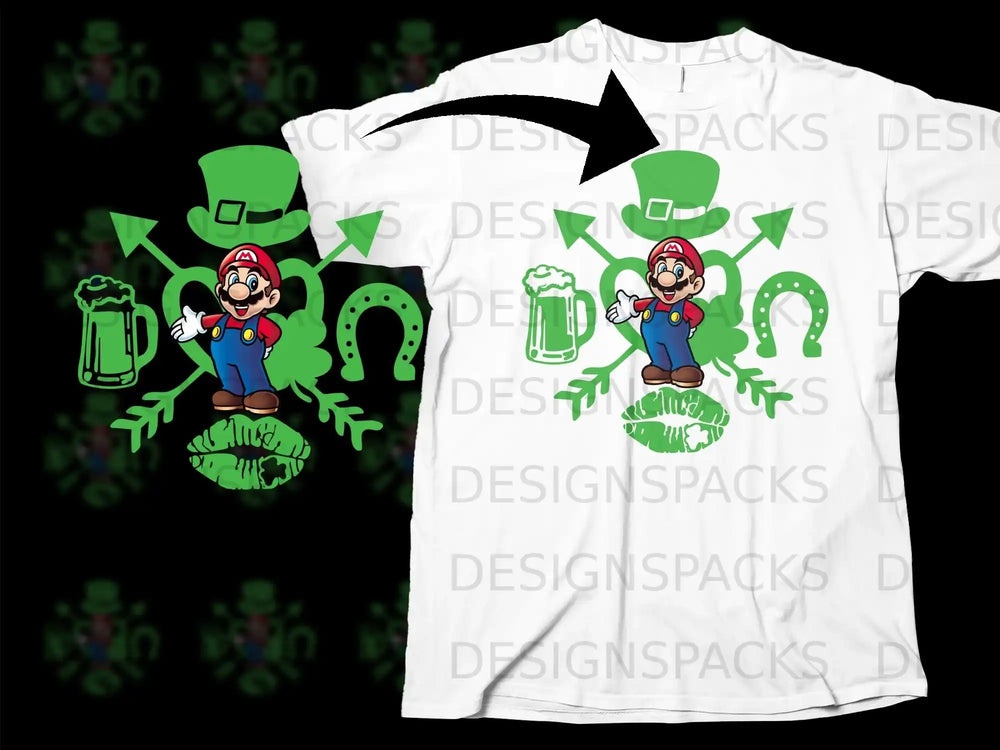 Mario St Patricks Day Leprechaun Green Hat Shamrock Beer product type