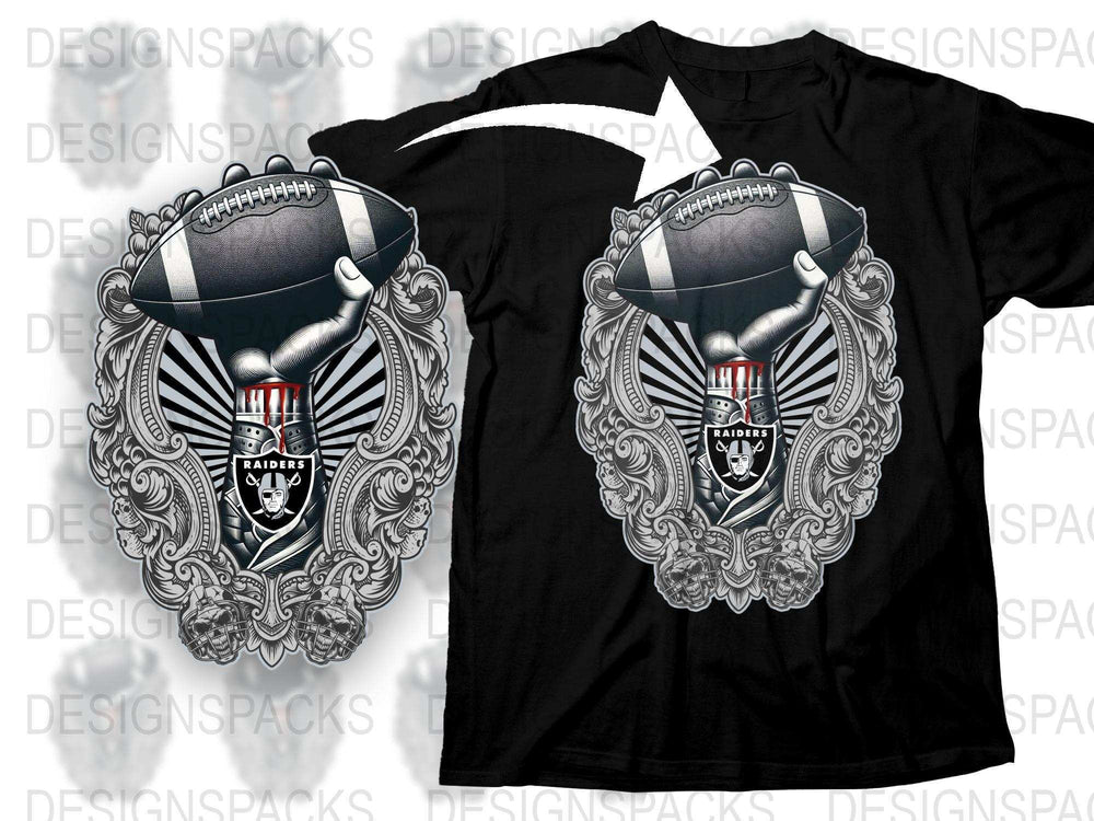 Raiders Inspired Football Helmet Graphic T-Shirt, Silver and Black Sports Fan Apparel, Unique Raider Nation Gift Idea