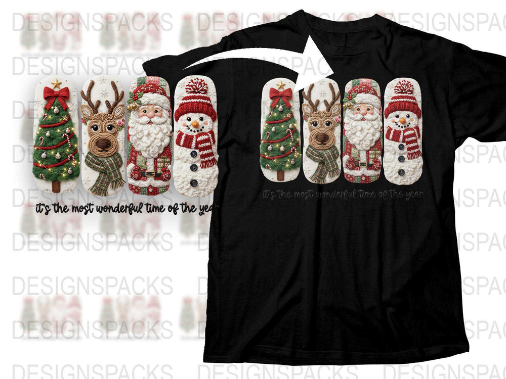 Christmas T-Shirt Santa Reindeer Snowmen Festive Holiday Graphic Tee Unisex Adult Clothing